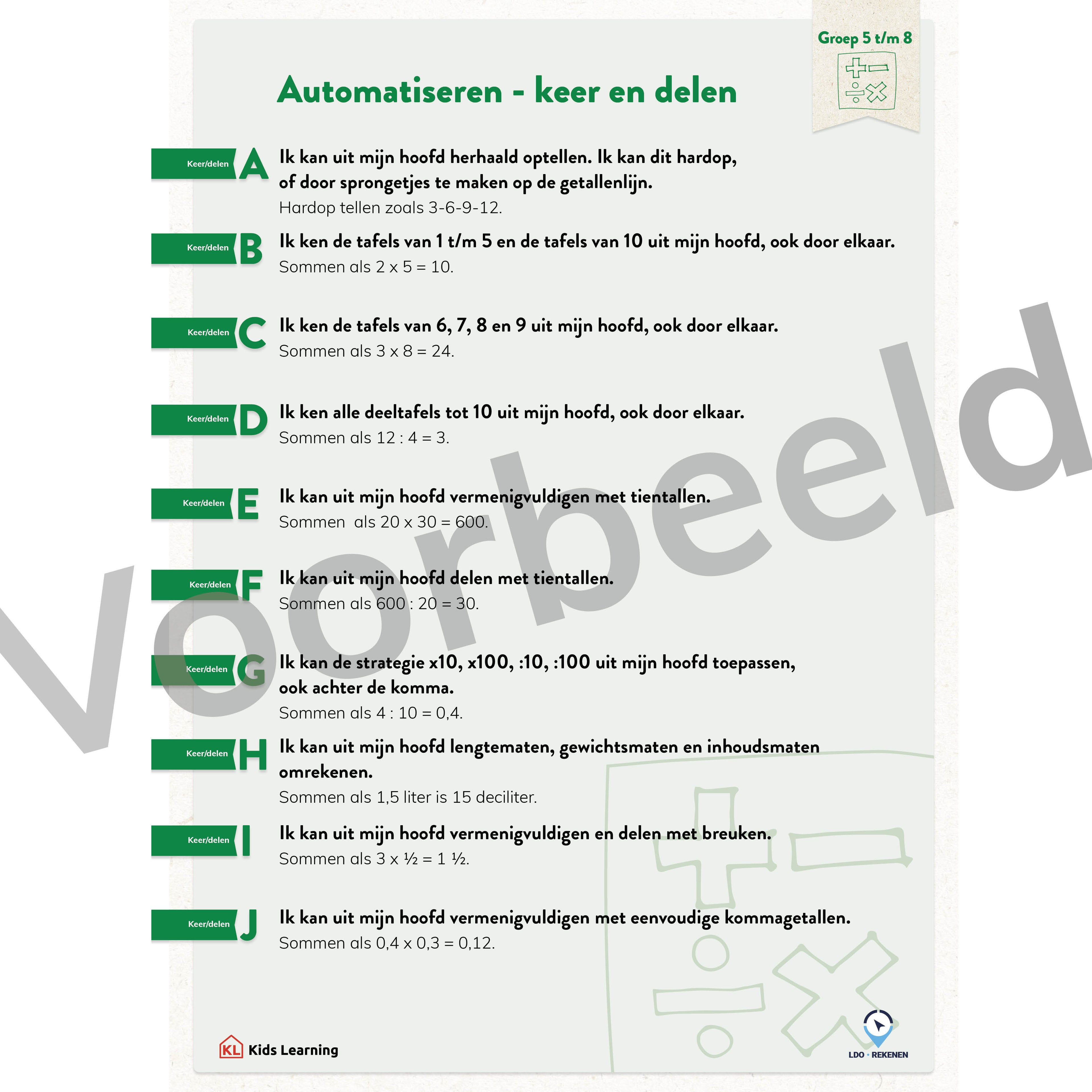 LDO Rekenen - Doelenposters - Automatiseren