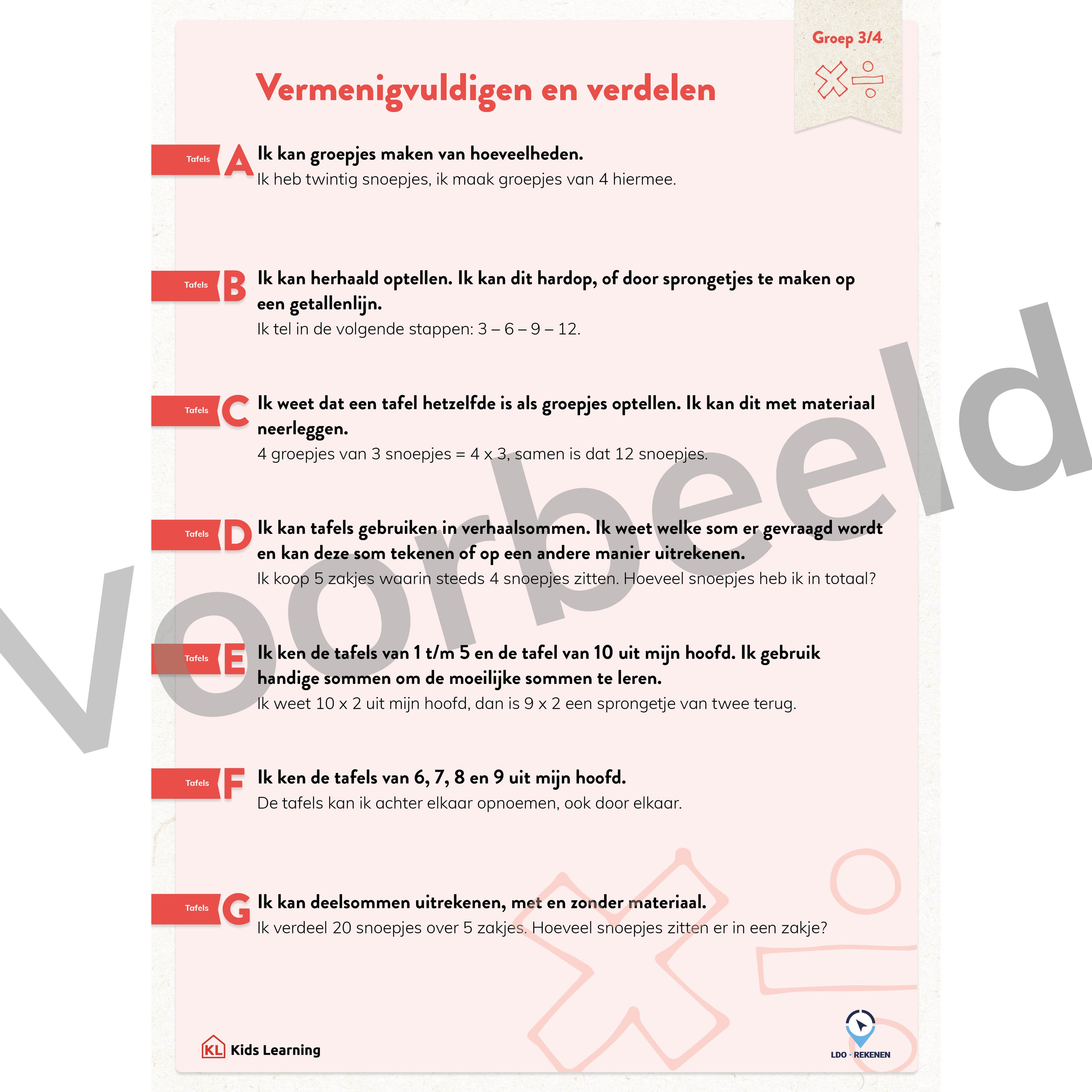 LDO Rekenen - Doelenposters - Groep 3/4