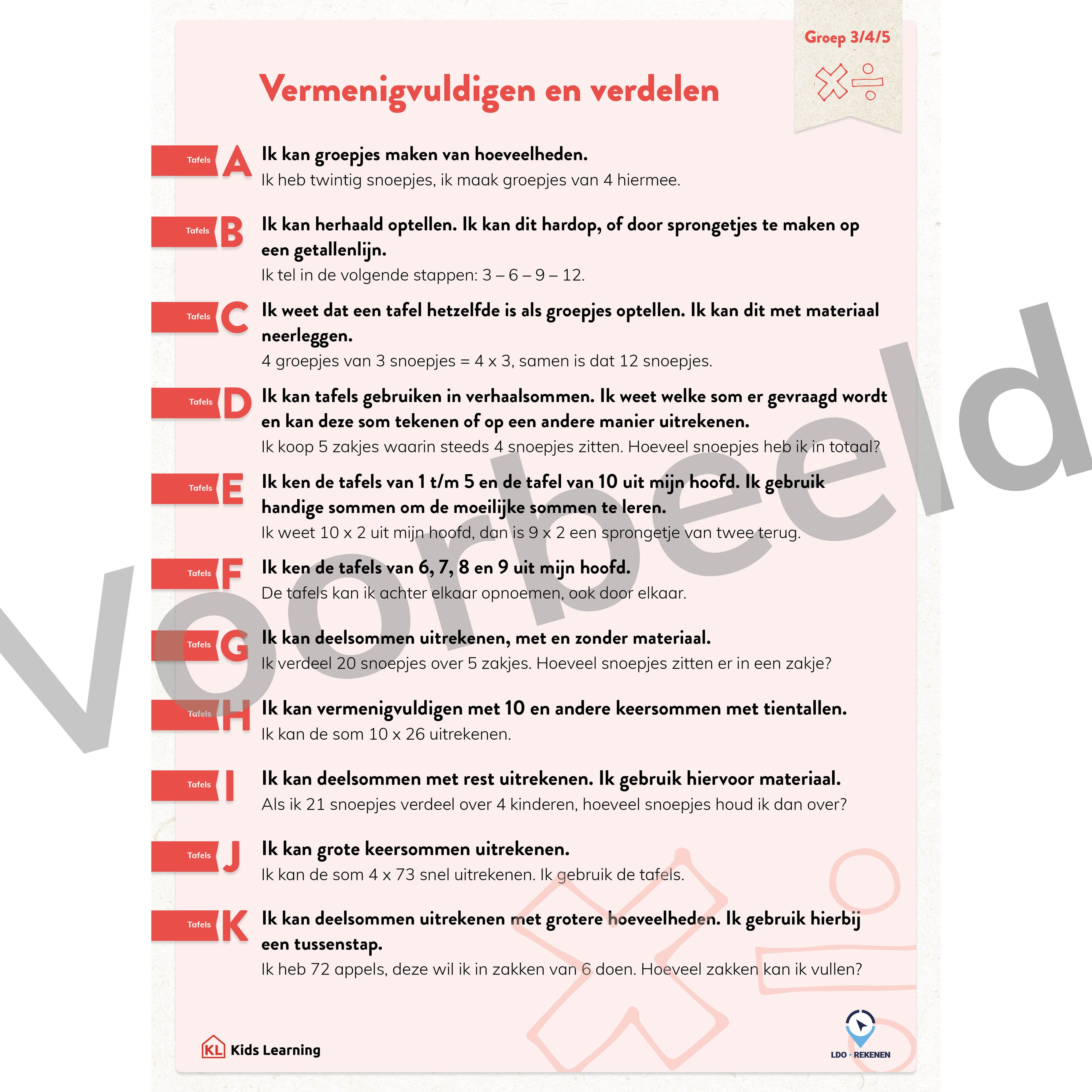 LDO Rekenen - Doelenposters – Groep 3/4/5