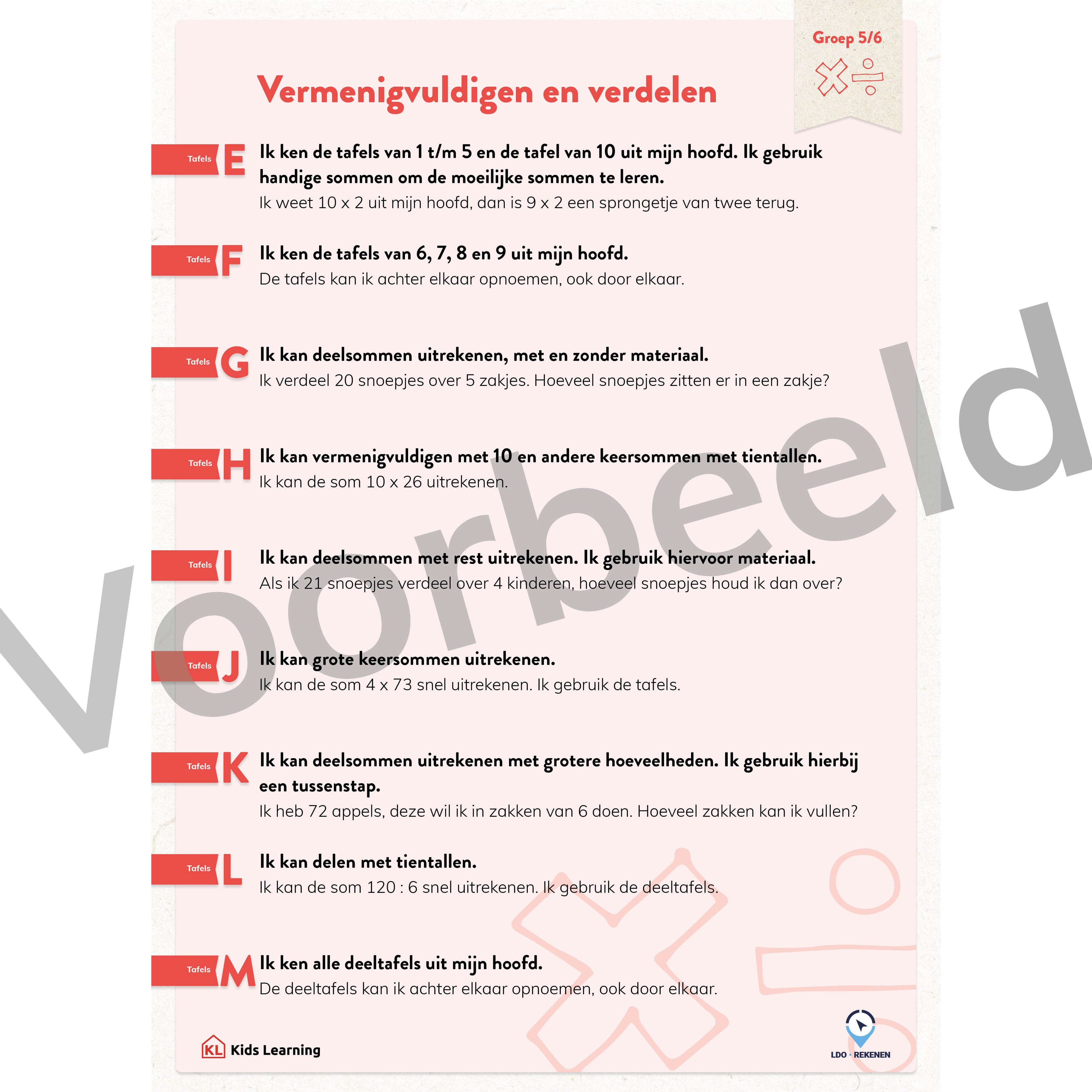 LDO Rekenen - Doelenposters – Groep 5/6