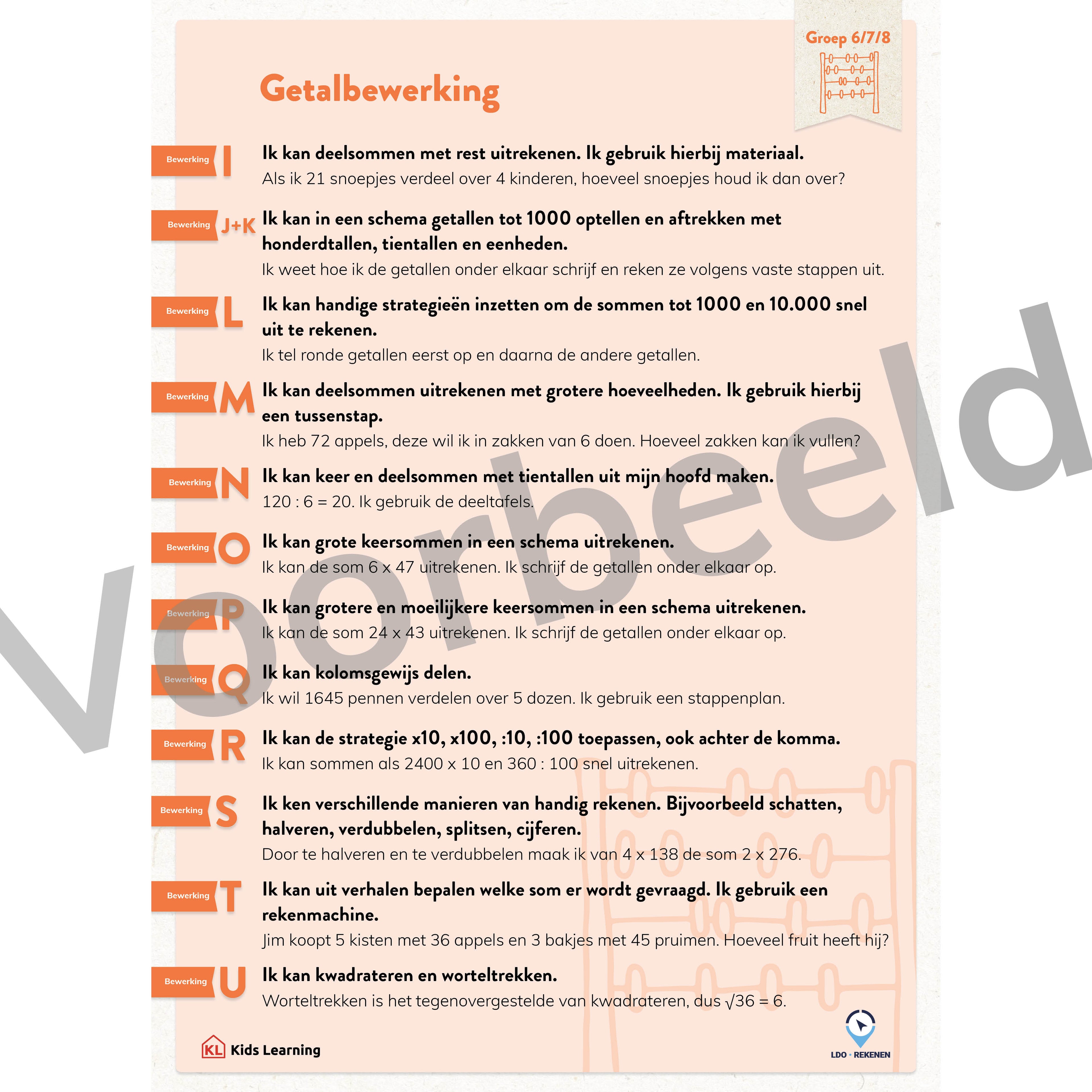 LDO Rekenen - Doelenposters – Groep 5/6