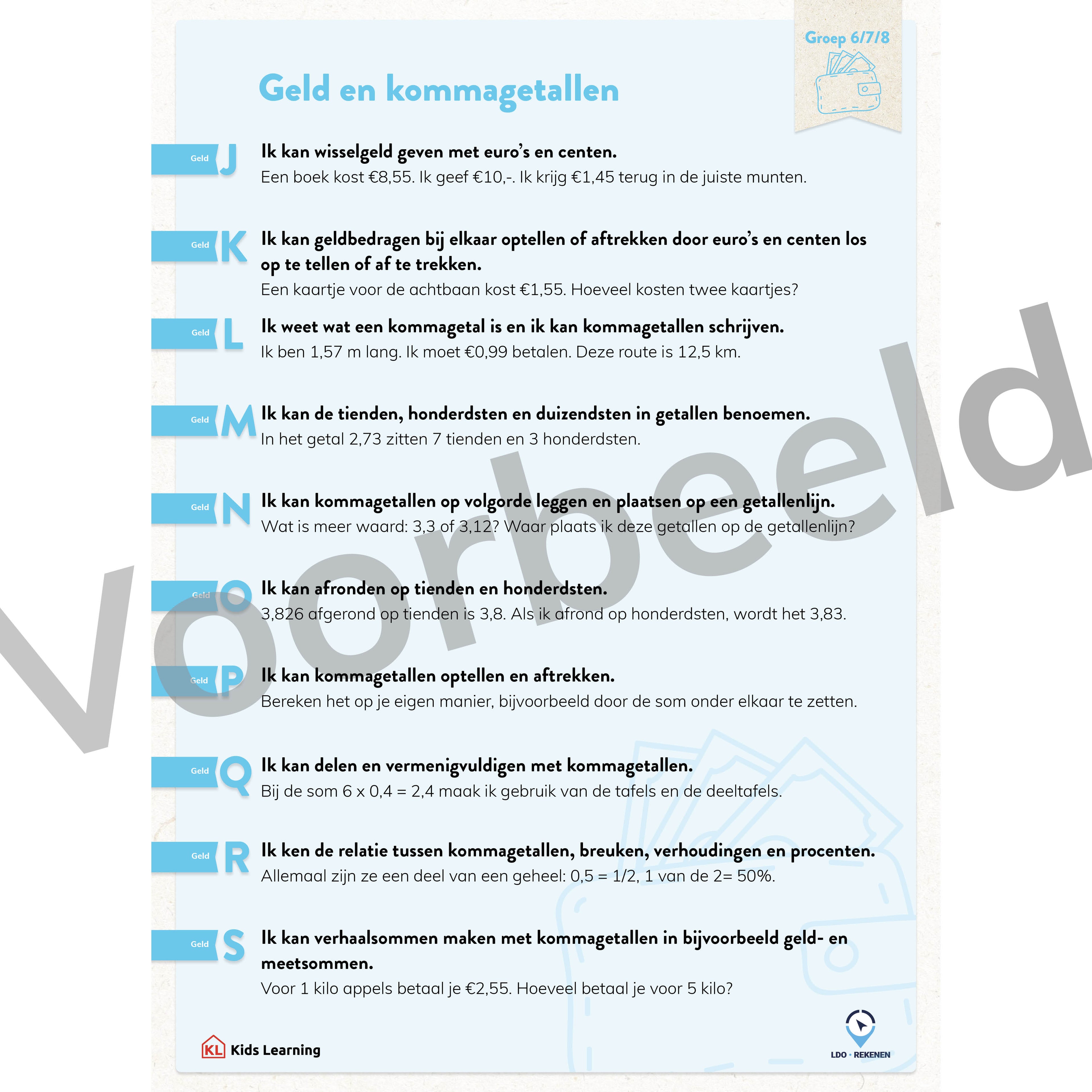 LDO Rekenen - Doelenposters – Groep 6/7/8
