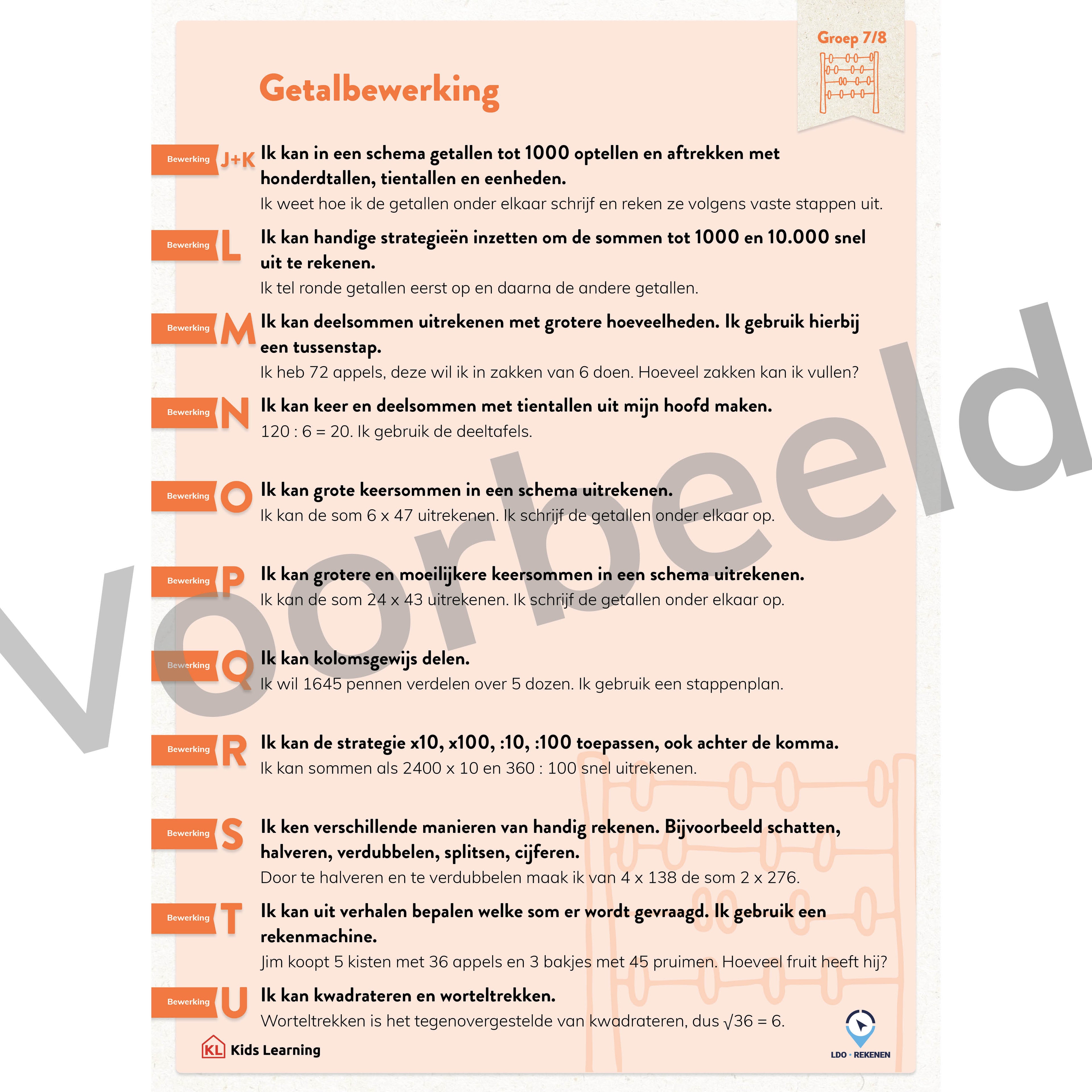 LDO Rekenen - Doelenposters – Groep 6/7/8