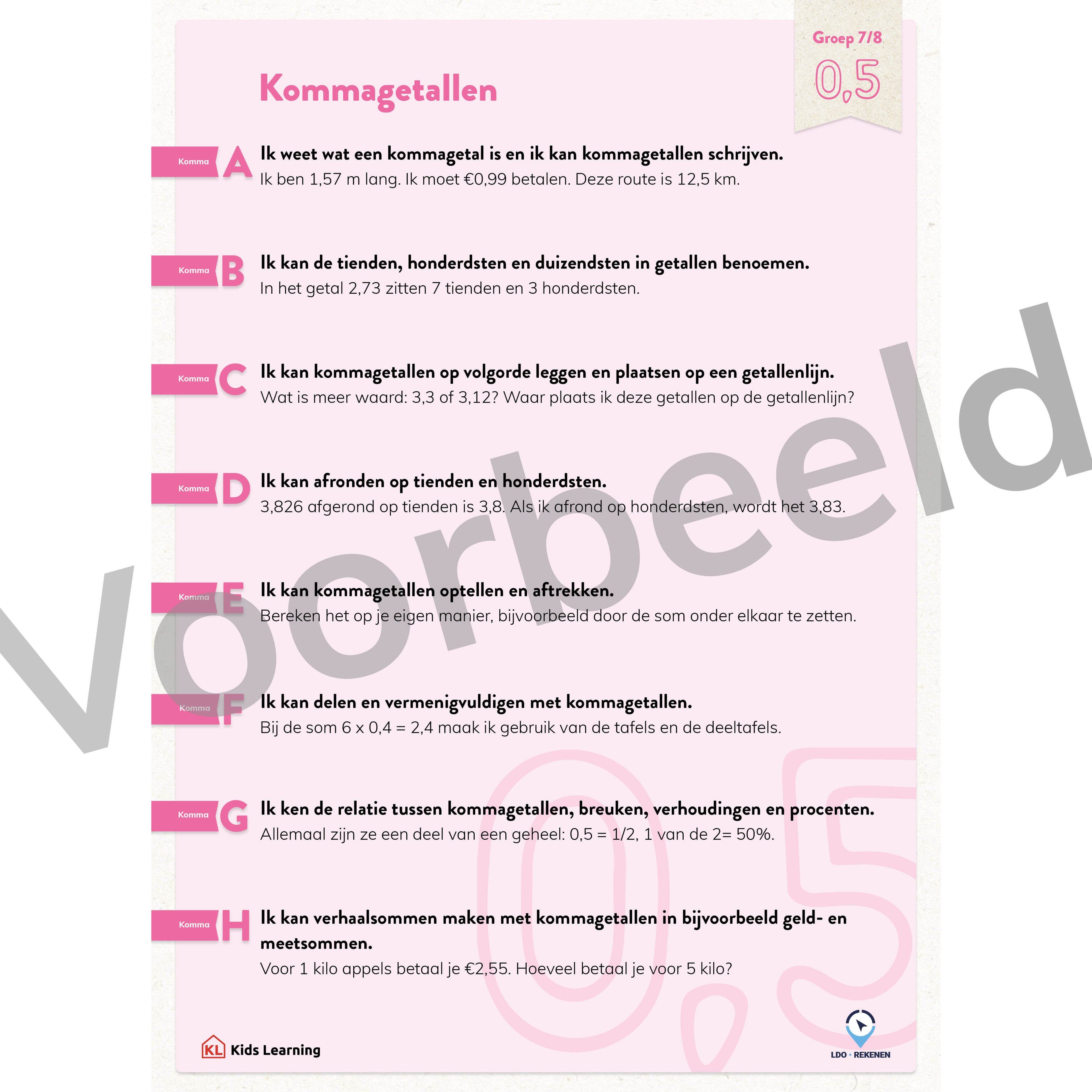LDO Rekenen - Doelenposters – Groep 6/7/8