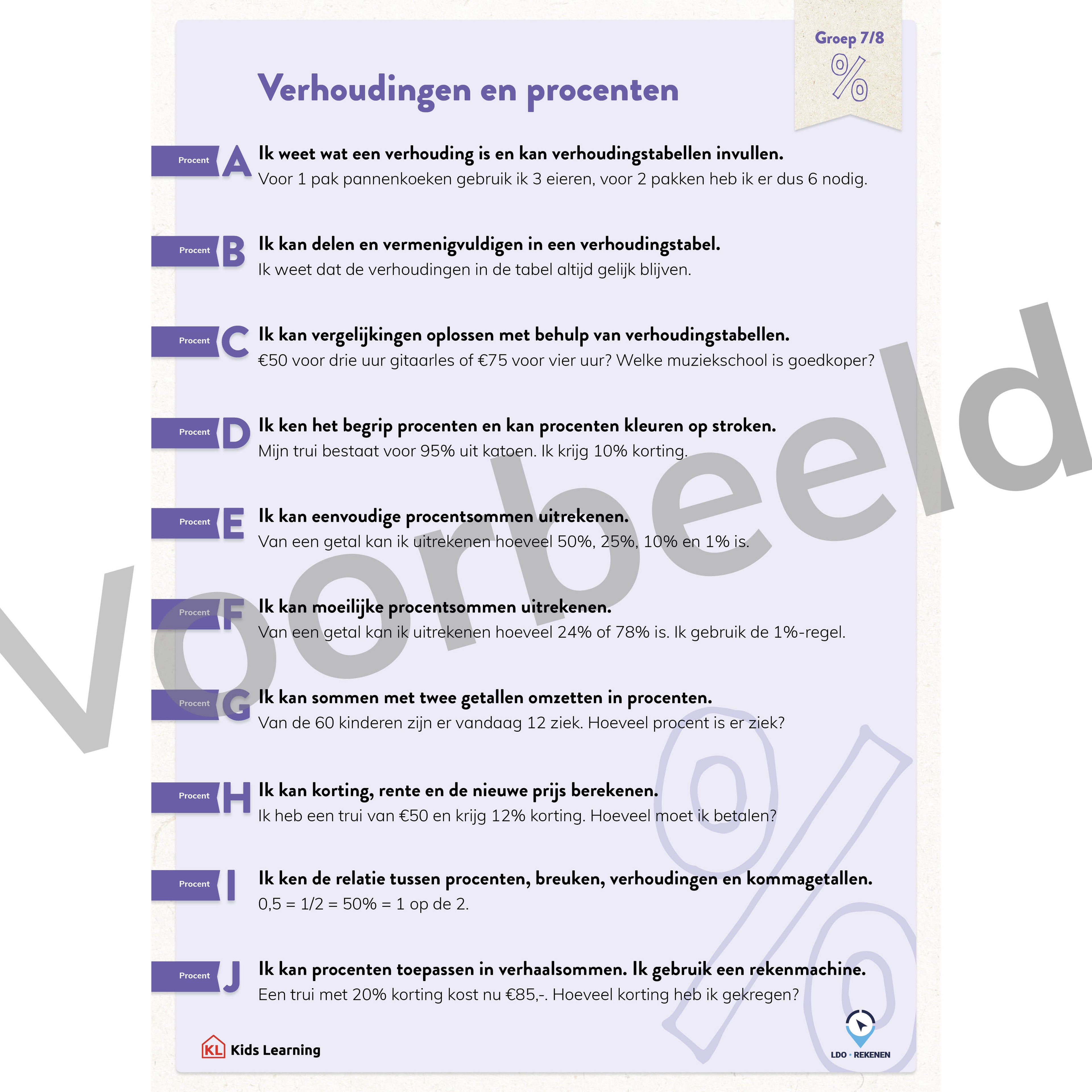 LDO Rekenen - Doelenposters – Groep 6/7/8