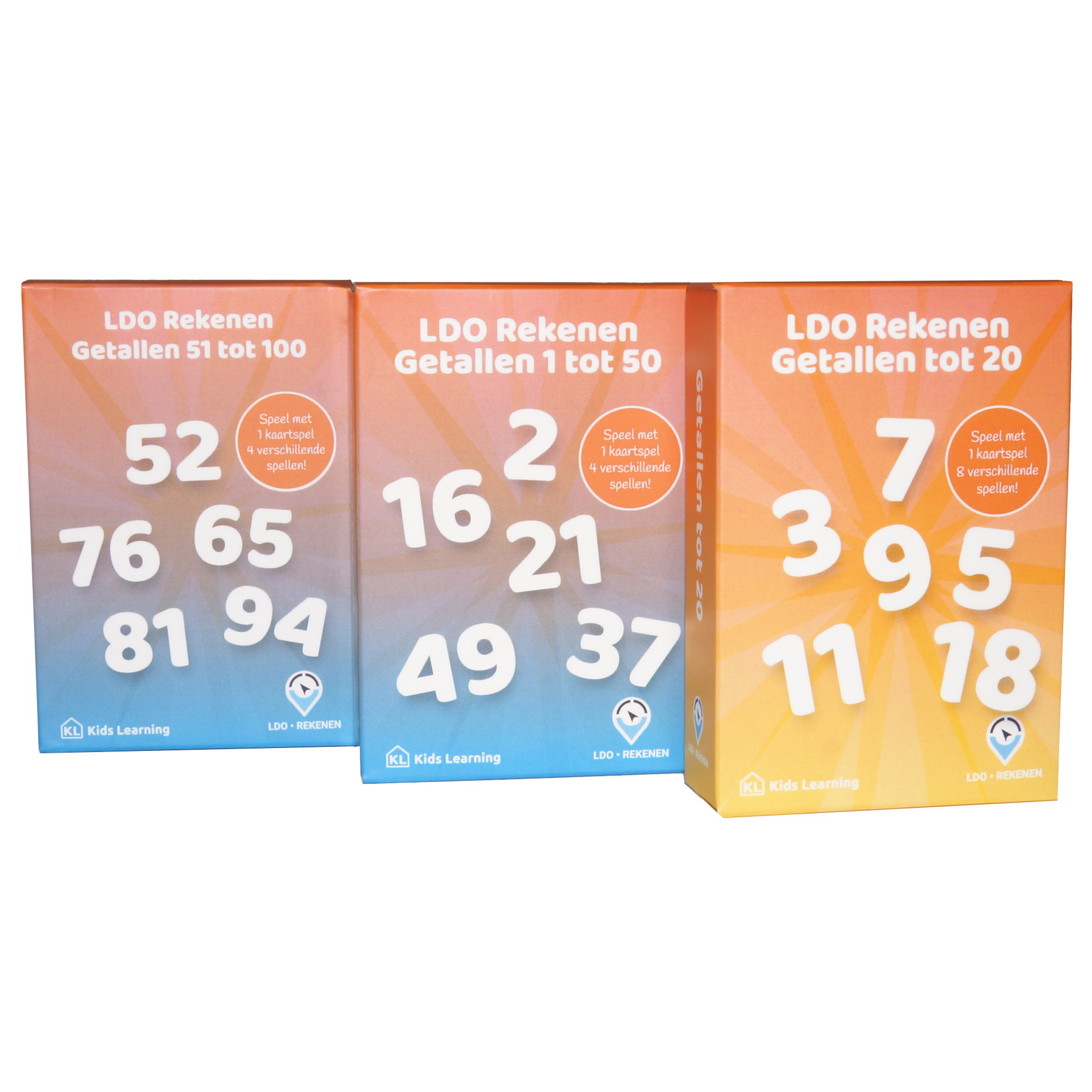 LDO Rekenen - Kaartspel Getallen tot 100 - set van 3