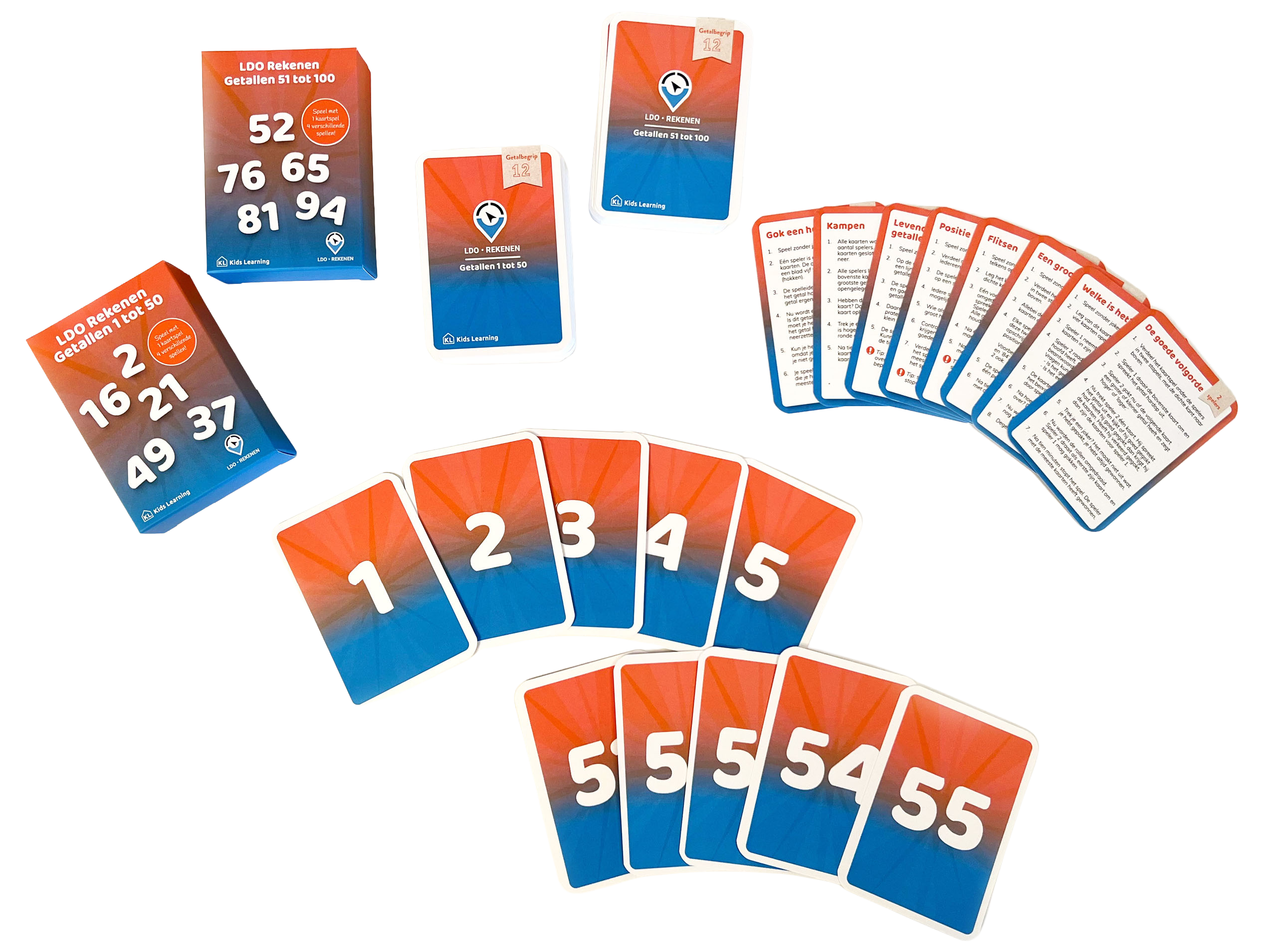 LDO Rekenen - Kaartspel Getallen tot 100 - set van 3
